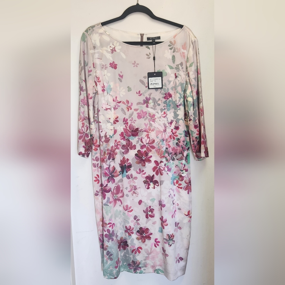 NEW ST. JOHN Pink Floral Silk Dress